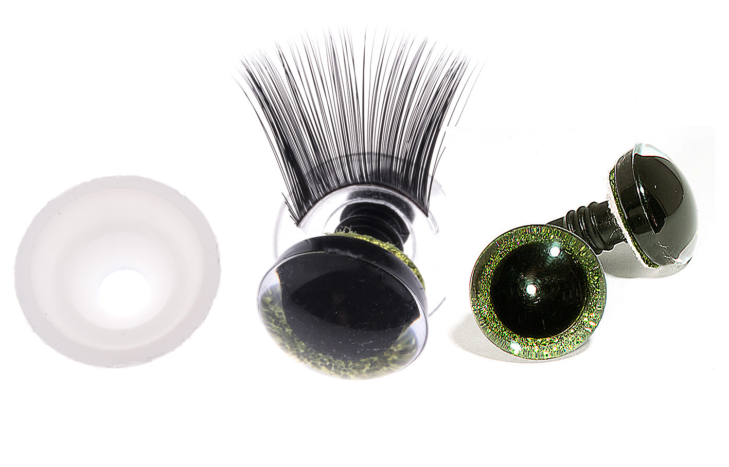 Bezpečnostní oči 20mm 3D zelené s řasami - 2ks