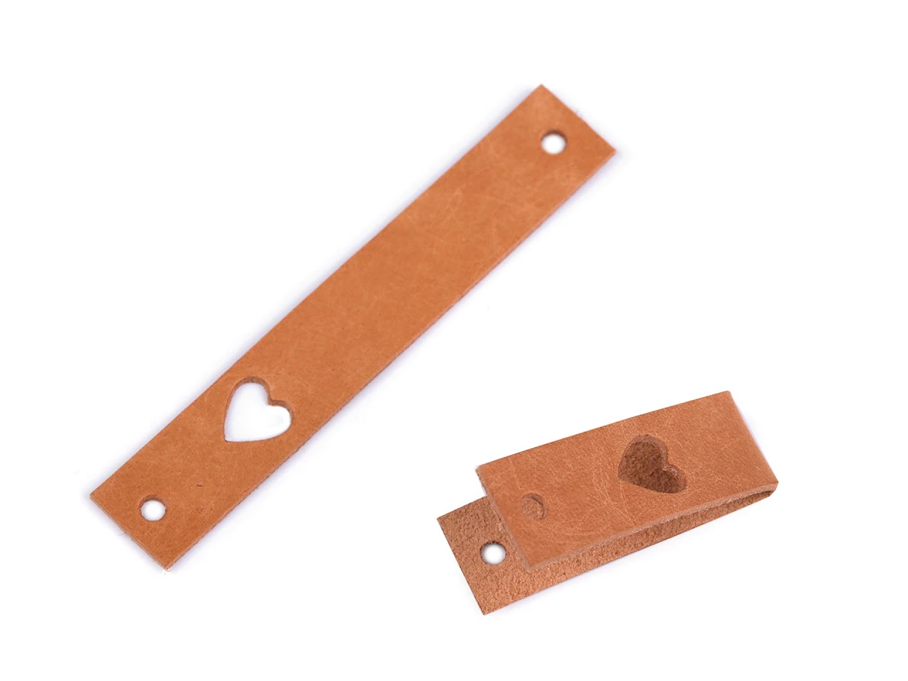 Kožený štítek srdce 12x70mm 2 přírodní střední