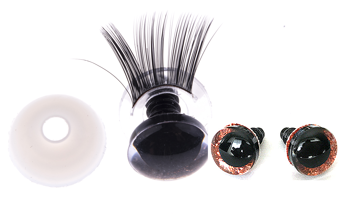 Bezpečnostní oči 18mm 3D hnědé s řasami  - 2ks