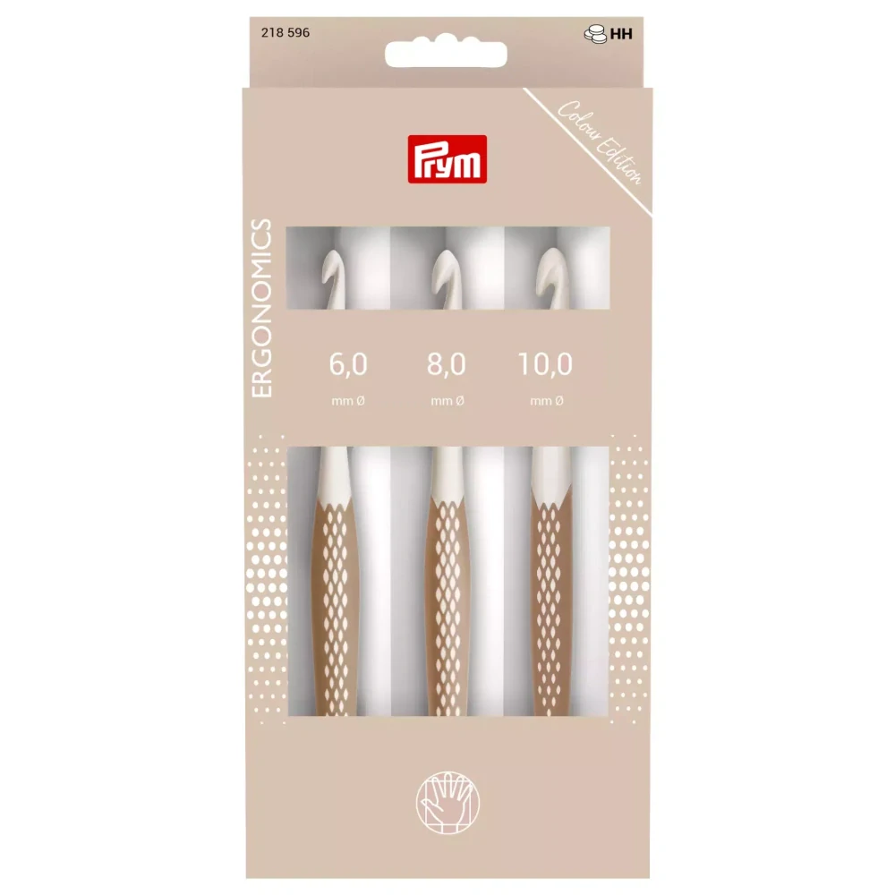 Sada háčků Prym Ergonomics Taupe 6/8/10