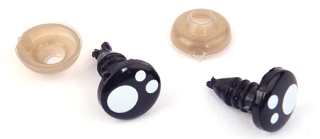 Bezpečnostní oči 12mm černé +bílé tečky 2ks
