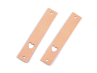 Kožený štítek srdce 12x70mm 1 přírodní světlá