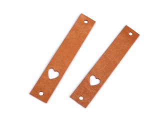 Kožený štítek srdce 12x70mm 2 přírodní střední