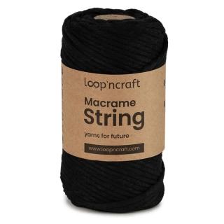 Macramé String 3mm 01 černá - skladem 1ks