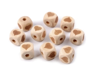 Dřevěné korálky 14x14mm srdce 
