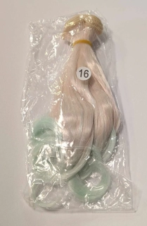 Vlasy 15cm se zvlněným koncem 16 růžovozelené - skladem 1ks
